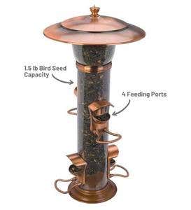 Copper-Finished Hanging Tube Bird Feeder