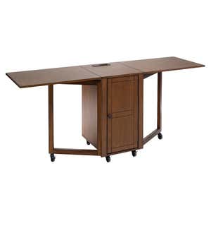 Folding Hideaway Double Desk with Cabinet and Chargers