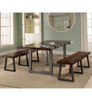Eldicott 3-Piece Wood and Metal Dining Set with Rectangular Table and Two Rectangular Benches Set