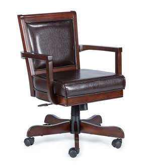 Clark Adjustable Height Game Chair with 360 Swivel in Medium Brown Cherry and Bonded Brown Leather - Cherry