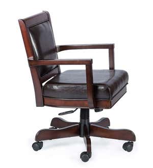 Clark Adjustable Height Game Chair with 360 Swivel in Medium Brown Cherry and Bonded Brown Leather - Cherry