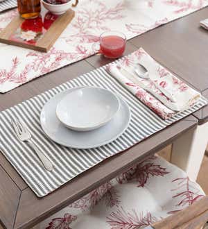 Reversible Winter Toile Cotton Table Runner