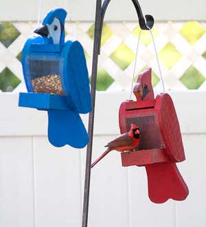 Colorful Bird-Shaped Hanging Wooden Bird Feeder