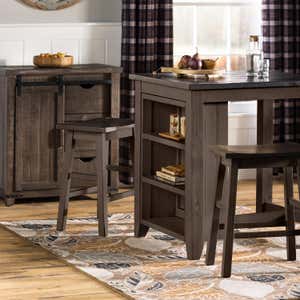 Cape Charles 3-Piece Barnwood Dining Set with Stools