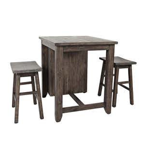 Cape Charles 3-Piece Barnwood Dining Set with Stools