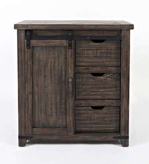 Cape Charles Barn Door Wood Storage Cabinet With Barnwood finish - Barnwood