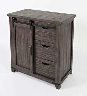 Cape Charles Barn Door Wood Storage Cabinet With Barnwood finish - Barnwood