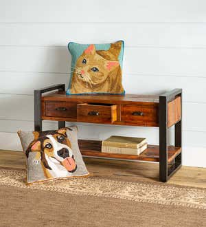 Wakefield Reclaimed Wood Bench/Coffee Table With Three Drawers