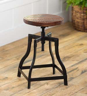 Allegheny Reclaimed Wood Adjustable Stool With Metal Base