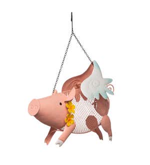 Flying Pig Mesh Bird Feeder With Hanging Chain