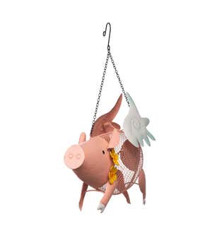 Flying Pig Mesh Bird Feeder With Hanging Chain