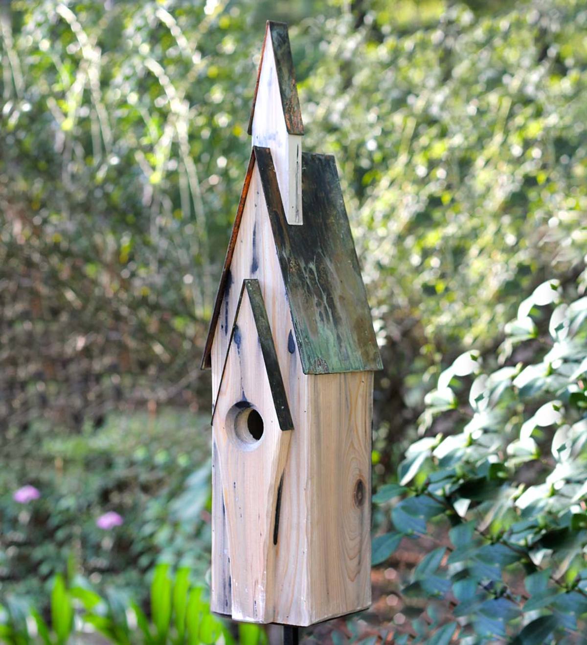 Graceland Cypress and Copper Birdhouse - White