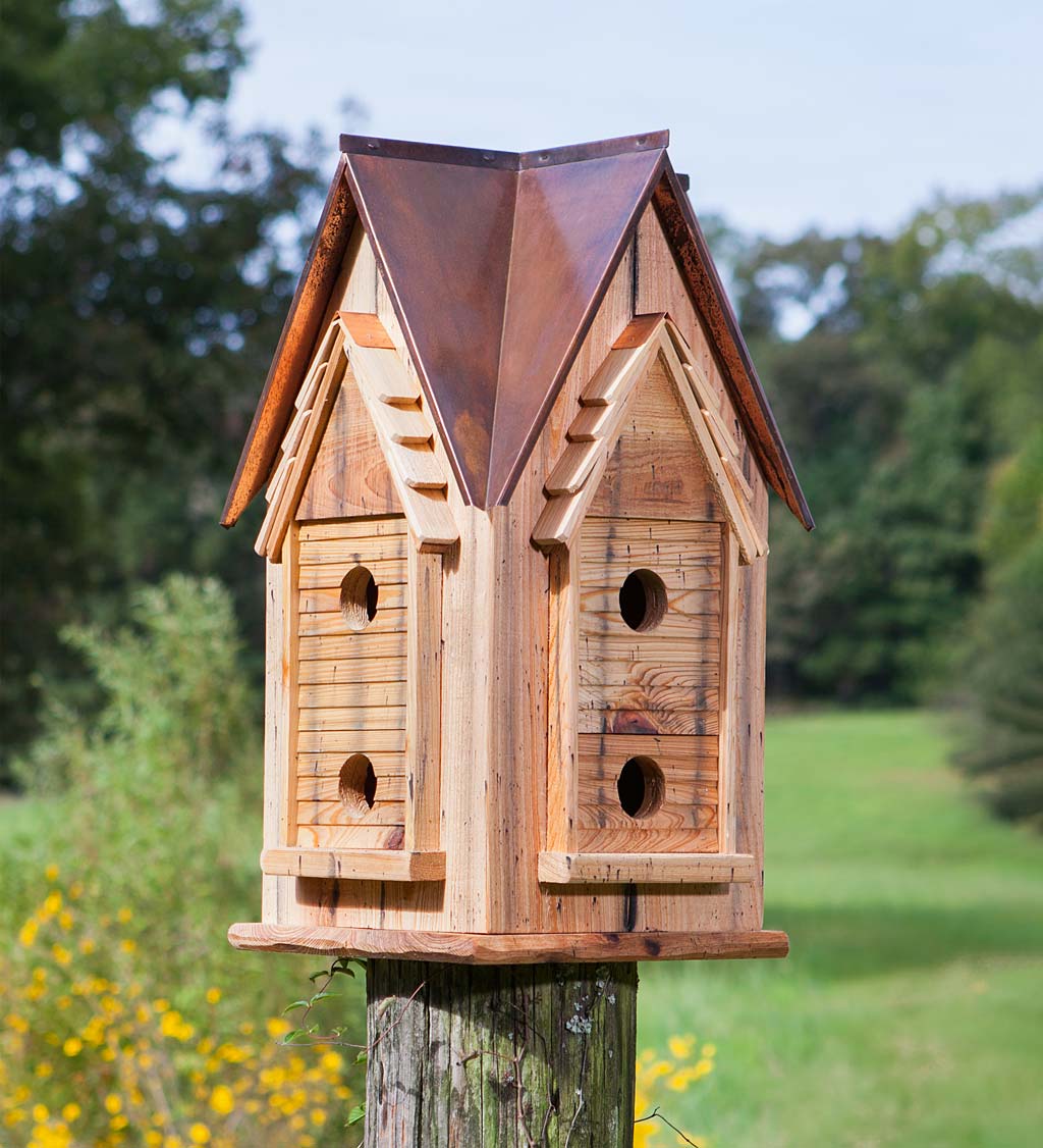 Cypress and Copper Mansion Birdhouse - Copper