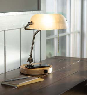 Banker's Desk Lamp With Wireless Charging Station