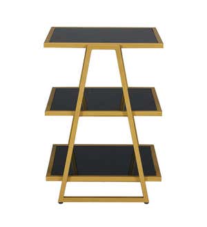 Gold and Black 3-Shelf Accent Table - Black/Gold