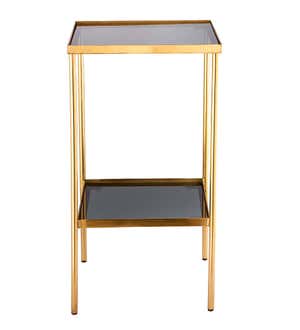 Gold and Black Square Accent Table with Shelf - Black/Gold