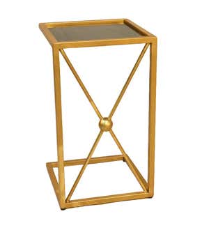 Gold and Black C-Shaped Accent Table - Black/Gold