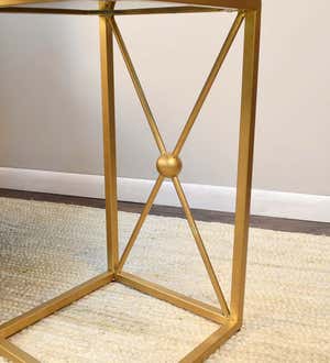 Gold and Black C-Shaped Accent Table - Black/Gold