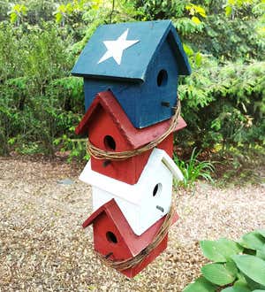 Americana Patriotic Four-Story Hanging Wood Birdhouse