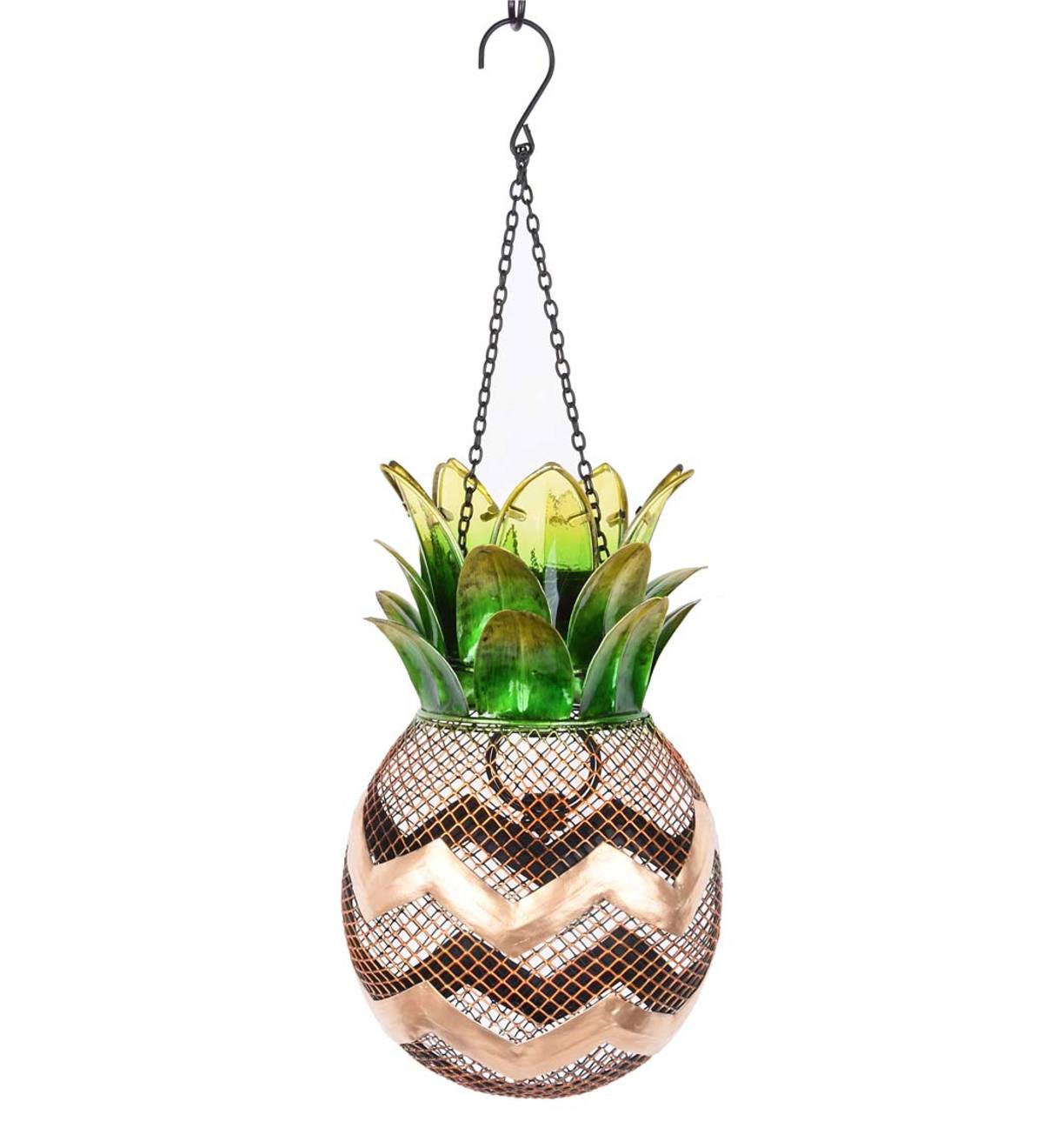 Solar Pineapple Metal Bird Feeder