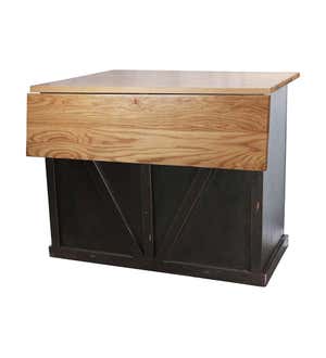 Bowling Green Kitchen Island with Panel Doors and Flip-Top Extension - Rustic Grey