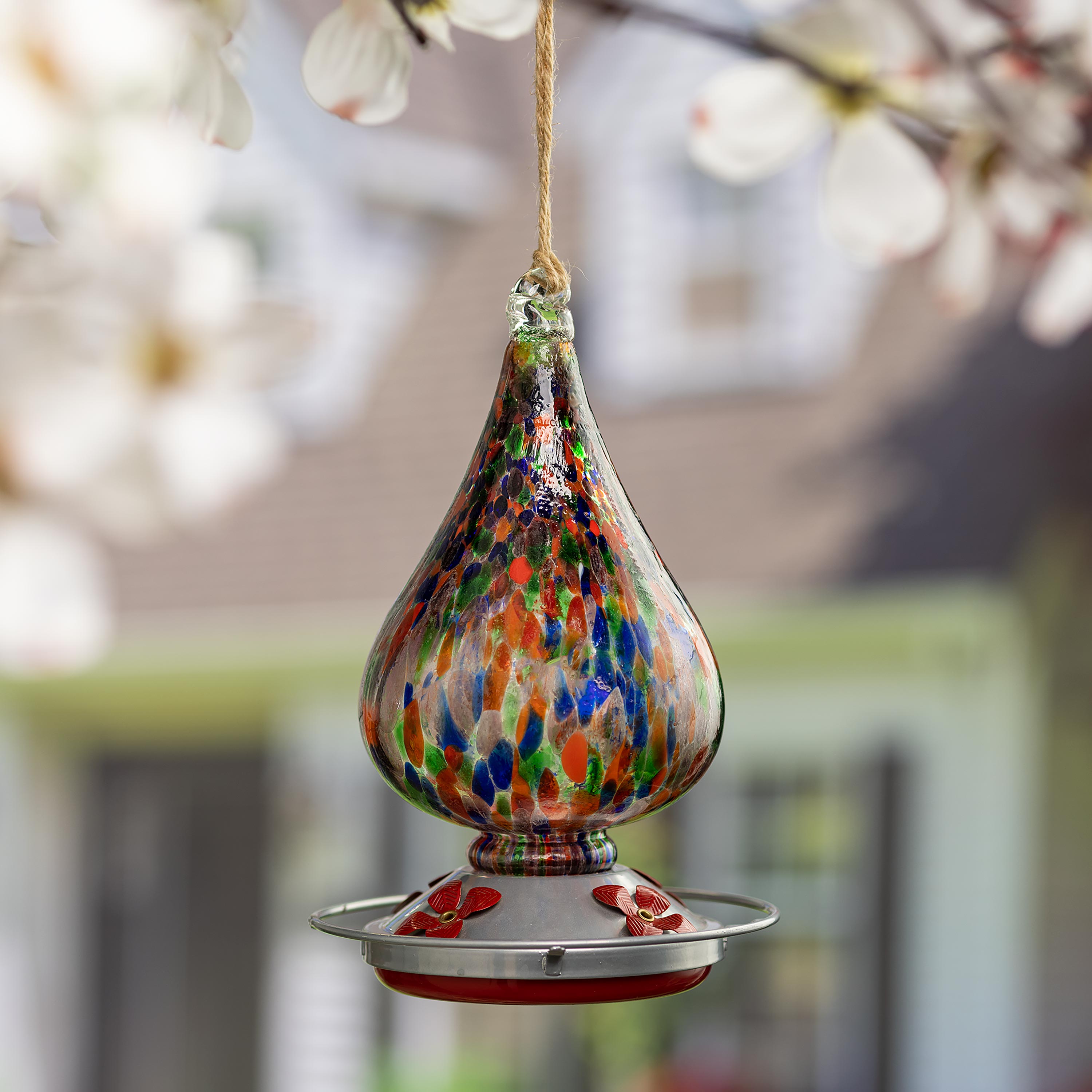 Speckled Art Glass Hummingbird Feeder