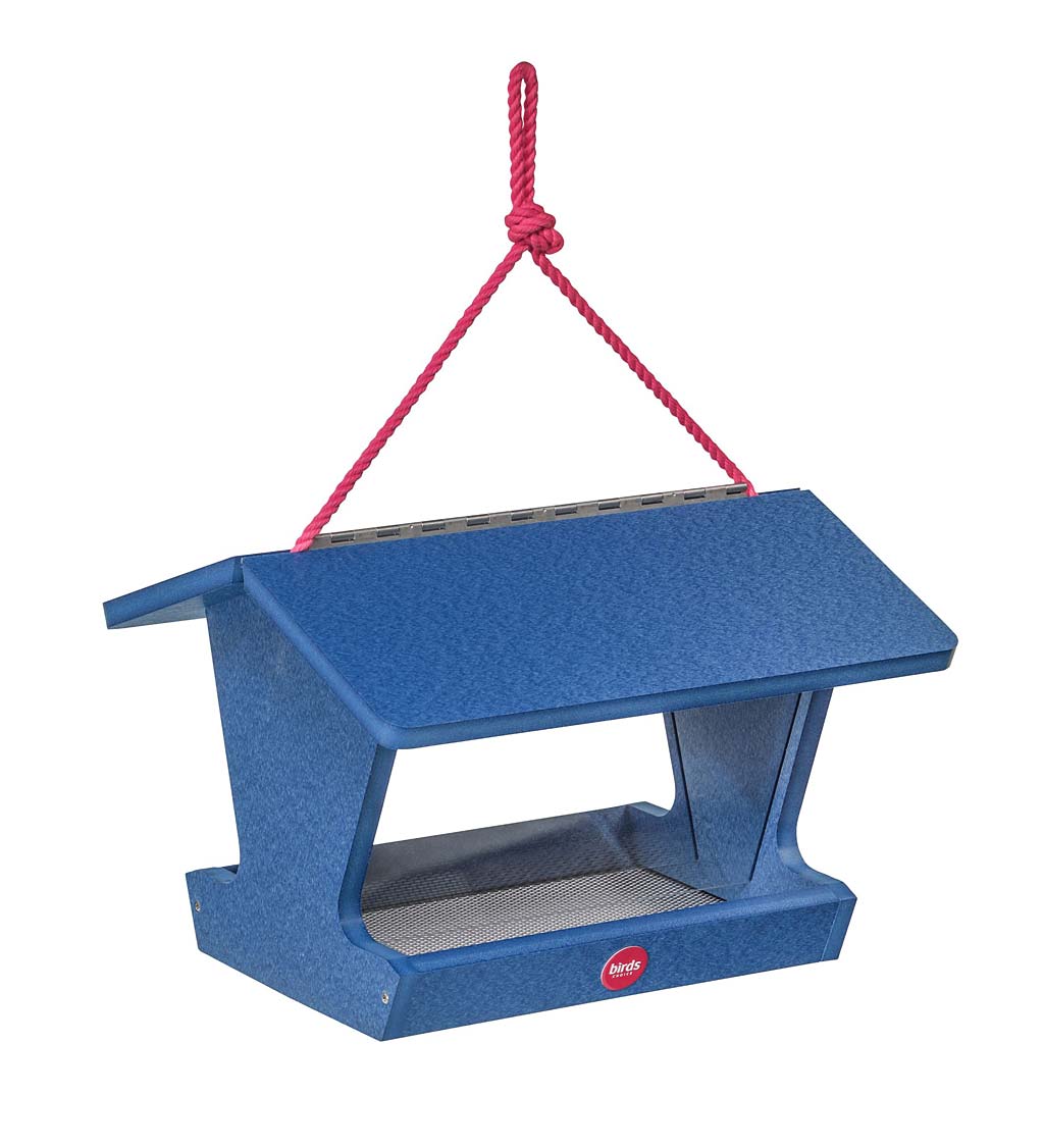 Colored Recycled Poly-Lumber Hopper-Style Bird Feeder