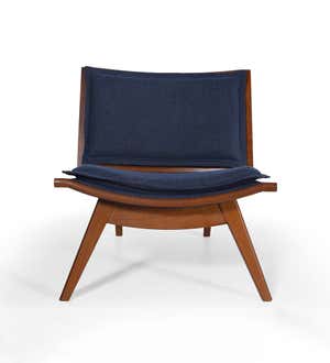 Kate Wood and Upholstered Accent Chair - Navy