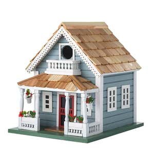 Welcome Home Wooden Birdhouse - Blue
