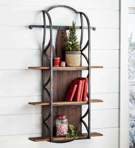 Hanging Wood and Metal Sled Wall Shelf