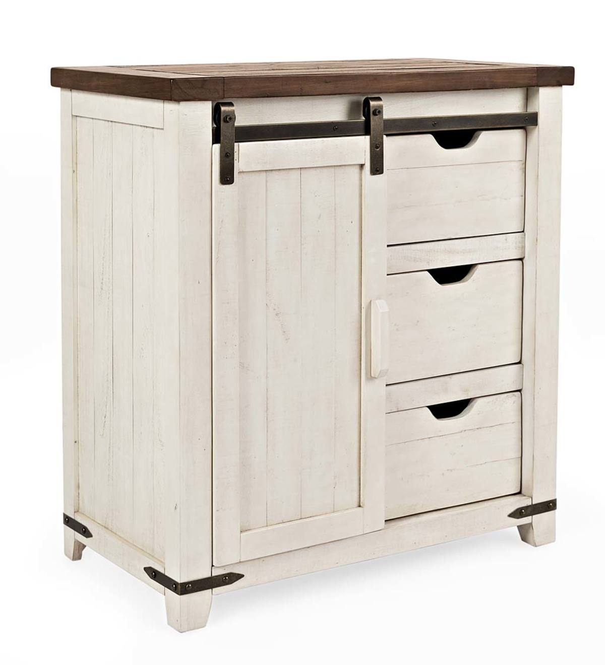 Cape Charles Barn Door Wood Storage Cabinet - White