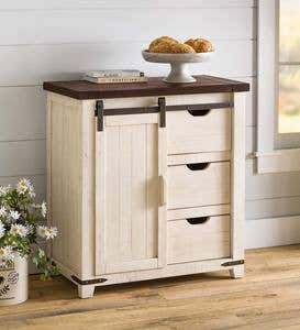 Cape Charles Barn Door Wood Storage Cabinet - White