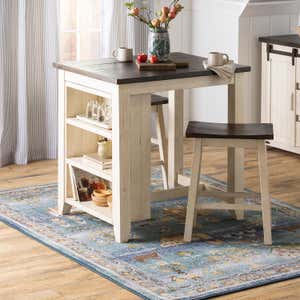 Cape Charles 3-Piece Wood Dining Set with Stools - White