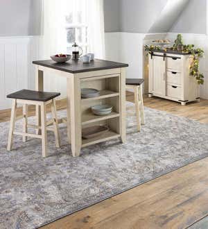 Cape Charles 3-Piece Wood Dining Set with Stools - White