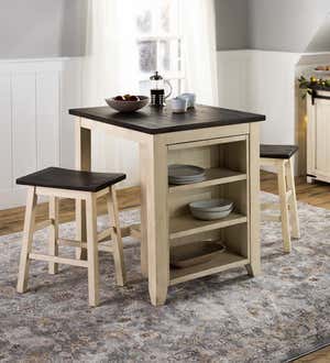 Cape Charles 3-Piece Wood Dining Set with Stools