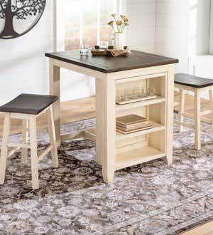 Cape Charles 3-Piece Wood Dining Set with Stools - White