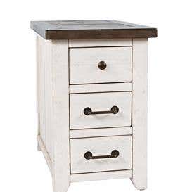 Cape Charles Reclaimed Wood Power Station Side Table with USB Ports - White