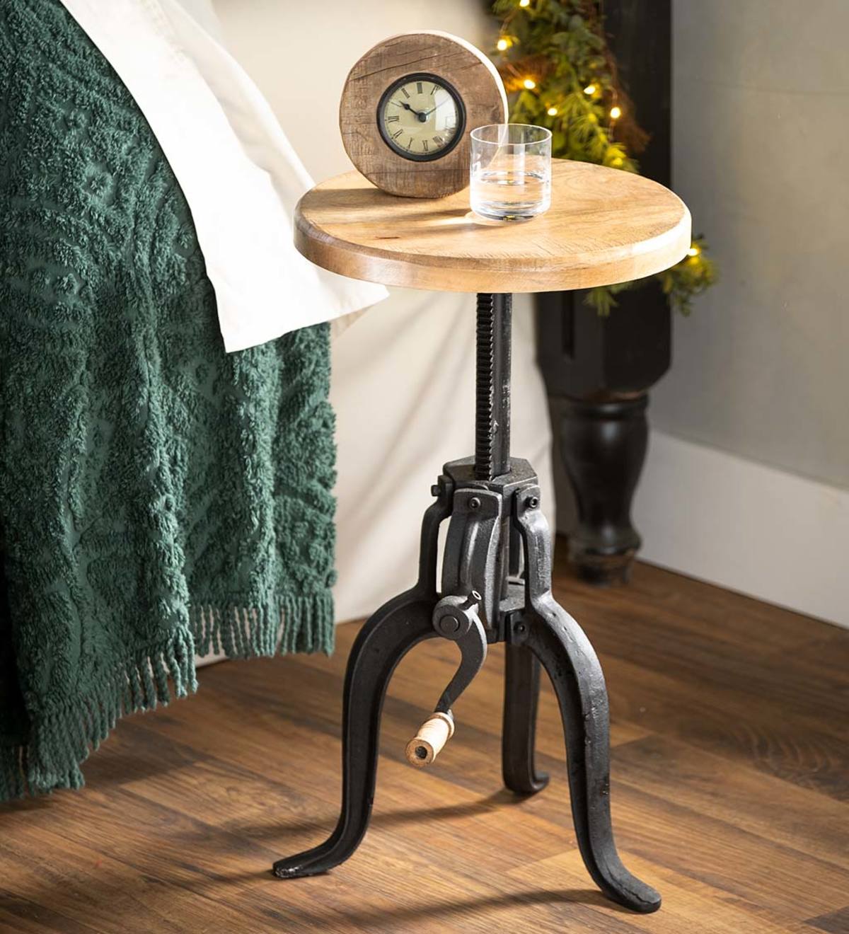 Rustic Crank Table with Adjustable Height