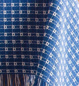 Oval Homespun-Cotton Reversible Tablecloth, 62”x 90” - Blue