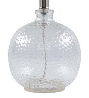 Textured Bubble Glass Table Lamp with Beige Linen Shade