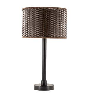 Weatherproof Outdoor Table Lamp with Wicker Shade