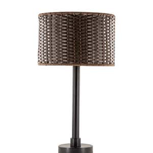 Weatherproof Outdoor Table Lamp with Wicker Shade - Brown