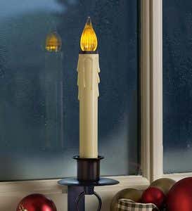 Stay-Put Battery Powered Window Candle With On/Off Sensor - BRONZE