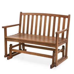 Eucalyptus Wood Love Seat Glider, Lancaster Outdoor Furniture Collection - Natural