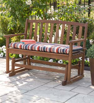 Eucalyptus Wood Love Seat Glider, Lancaster Outdoor Furniture Collection - Natural