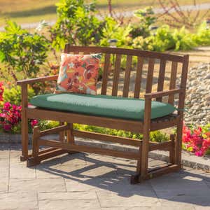 Eucalyptus Wood Love Seat Glider, Lancaster Outdoor Furniture Collection