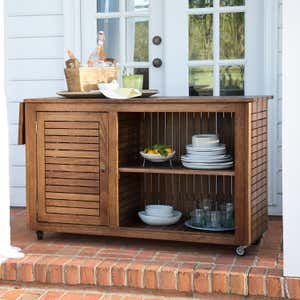 Large Eucalyptus Wood Rolling Cart