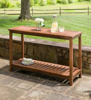 Eucalyptus Wood Console Table, Lancaster Outdoor Furniture Collection