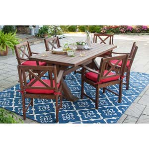 Claremont Outdoor Dining Furniture, Eucalyptus Table and Six Chairs - Natural