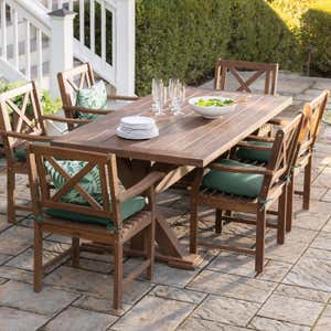 Claremont Outdoor Dining Furniture, Eucalyptus Table and Six Chairs - Natural